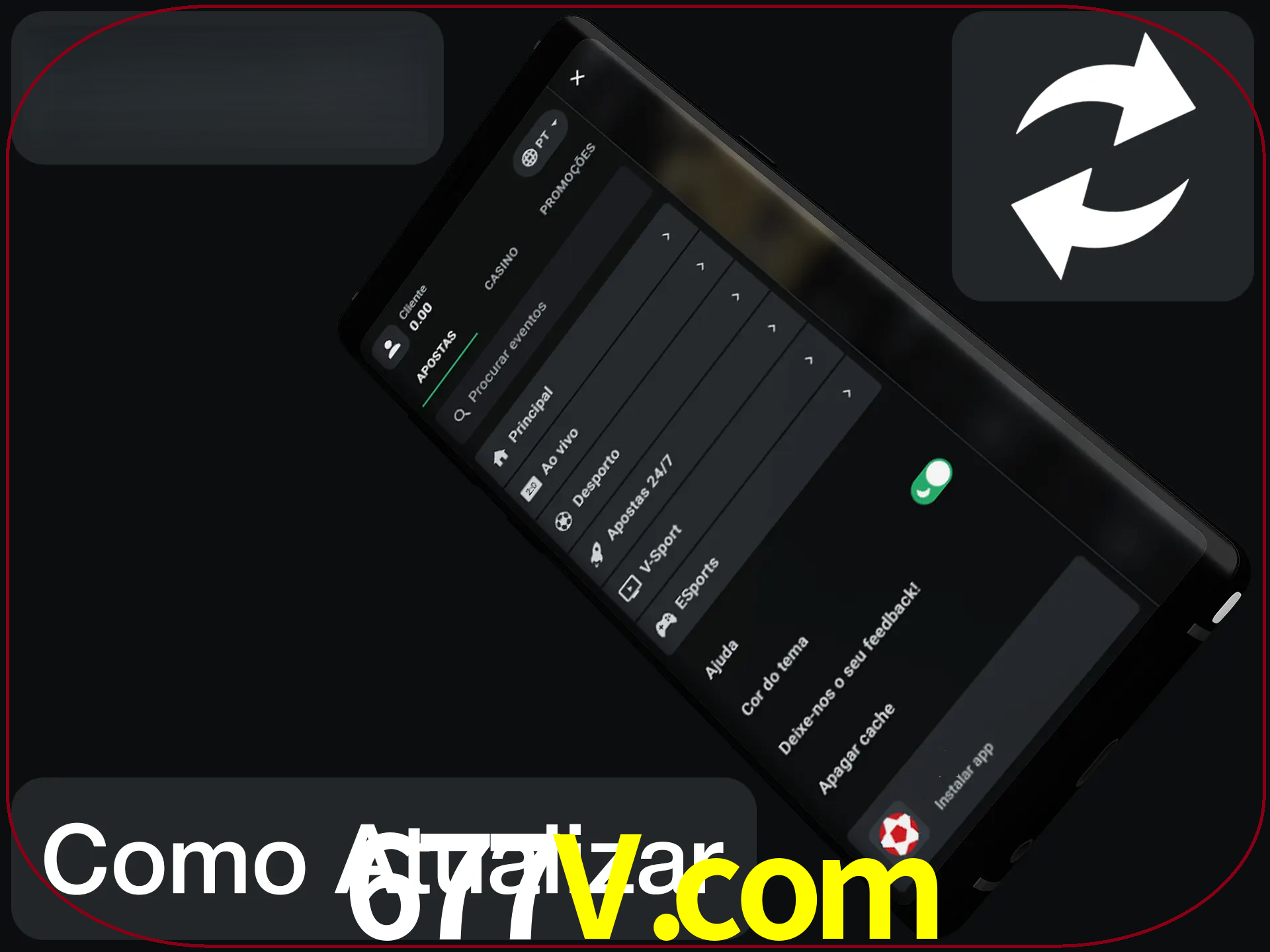 O aplicativo é atualizado automaticamente quando você faz o login.
