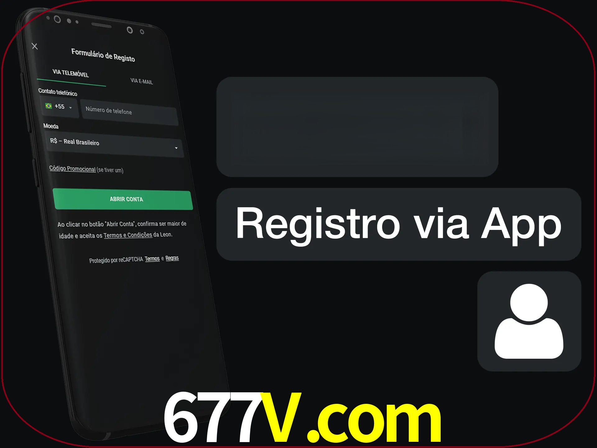 Registre-se com duas etapas usando o aplicativo.