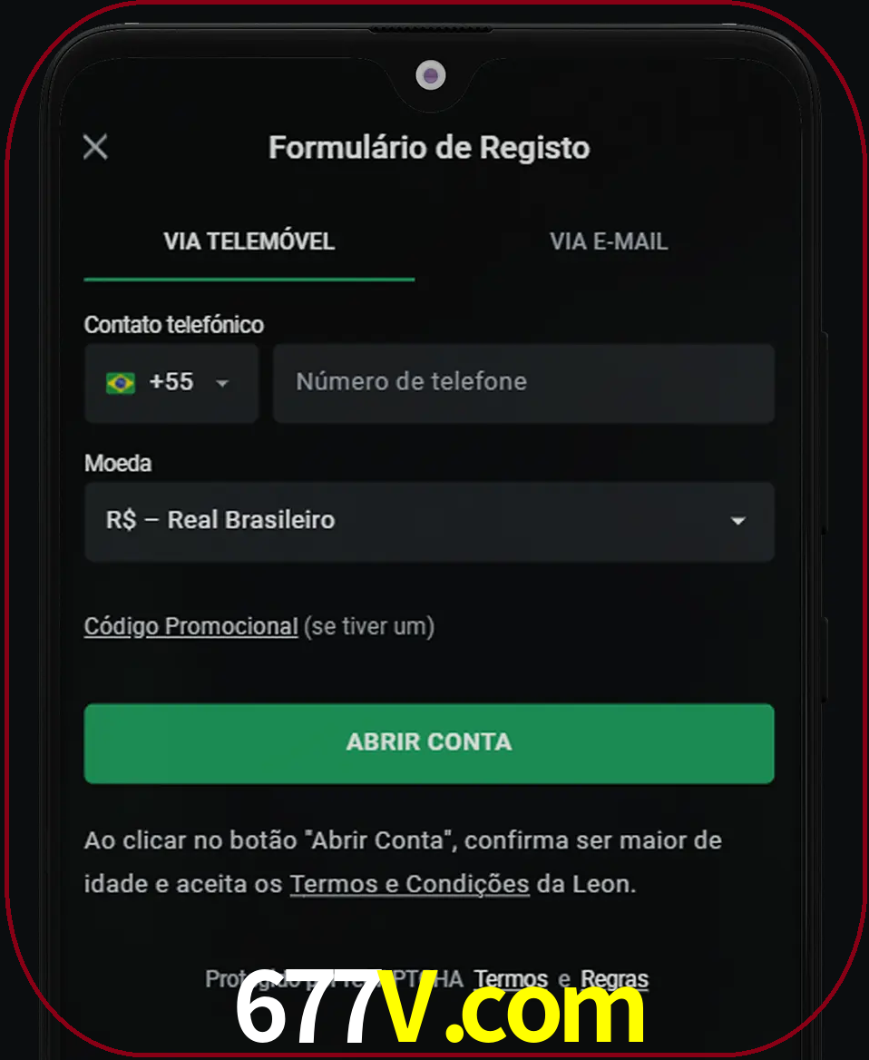 Abra o aplicativo e inicie o processo de registro.