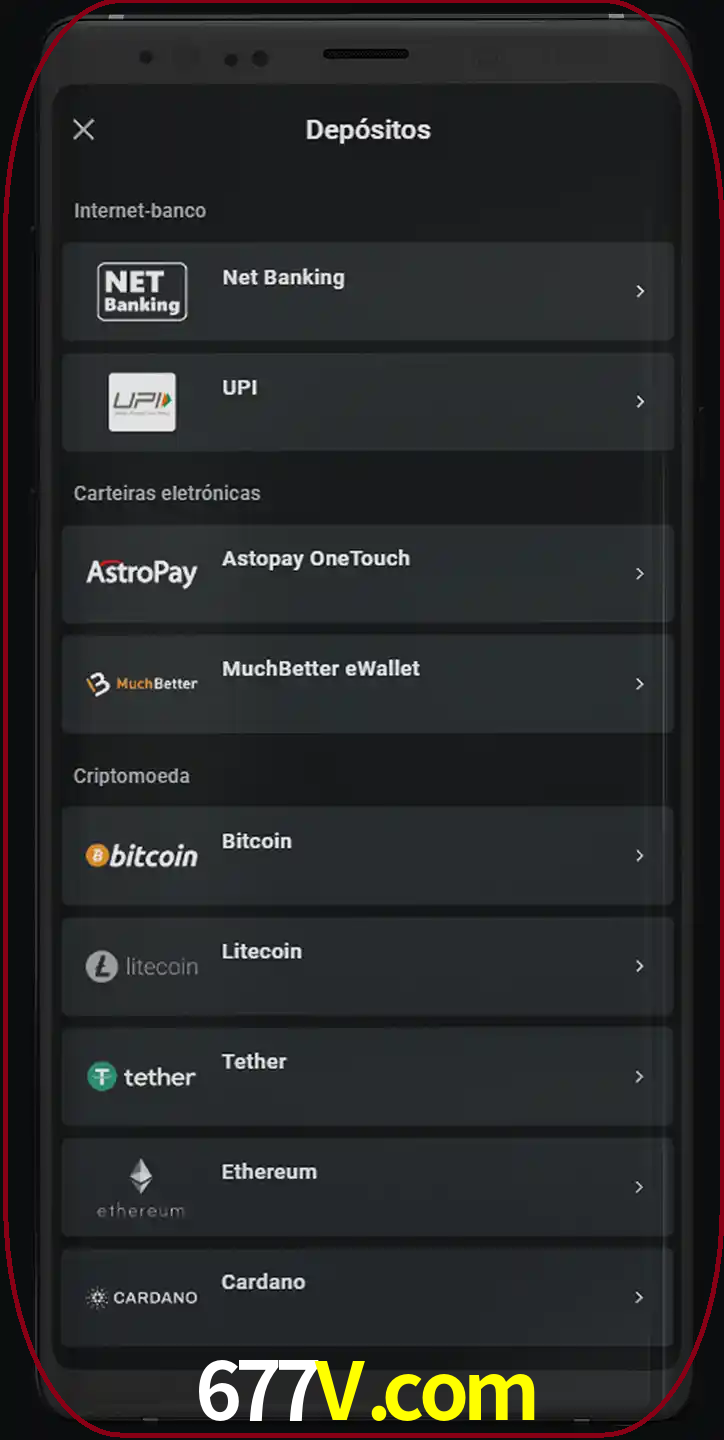 Você pode usar métodos alternativos de depósito.