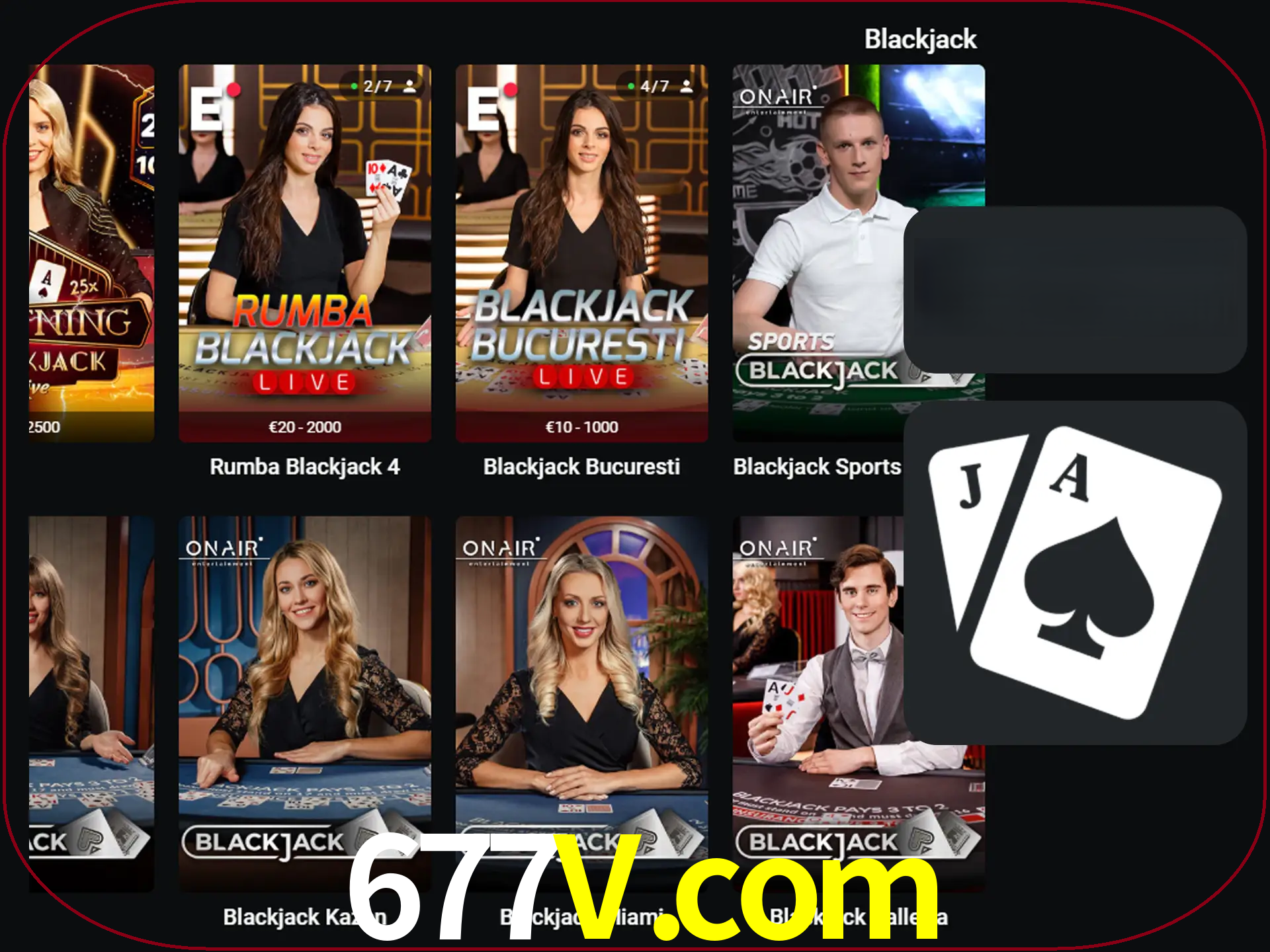 Escolha uma mesa completa de jogadores de blackjack.